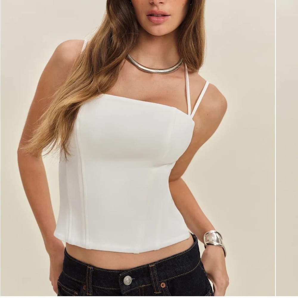 NWT Reformation Elliot Knit Double Strap Sleeveless Top White M